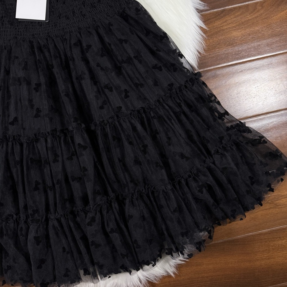 En Saison Women's Size Medium‎ Black Embroidered Bows Casey Flutter Mini Dress - Picture 3 of 12